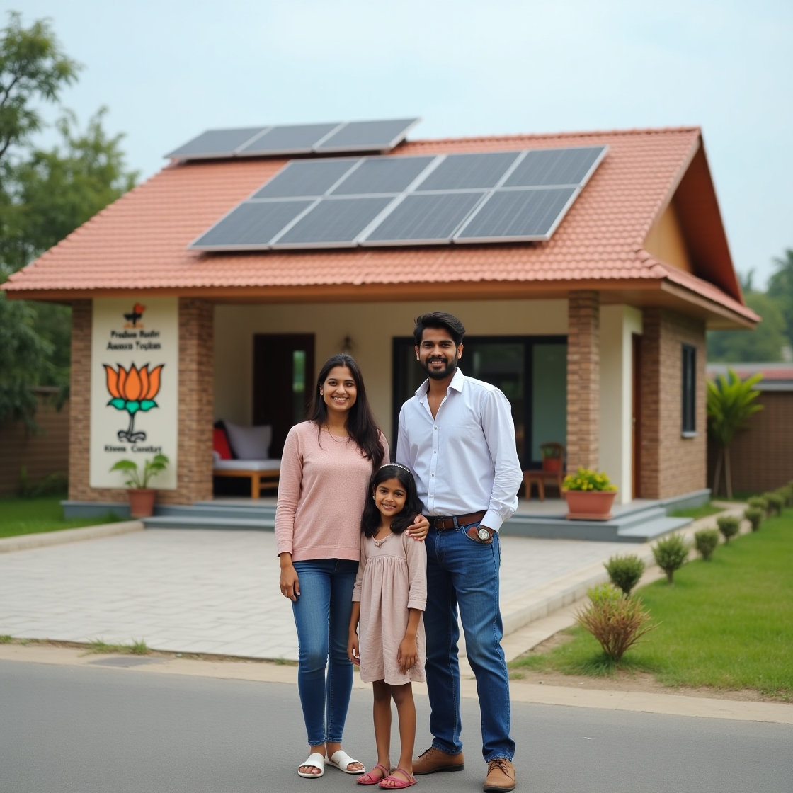 Flux_Dev_A_modern_Indian_family_standing_in_front_of_their_new_0